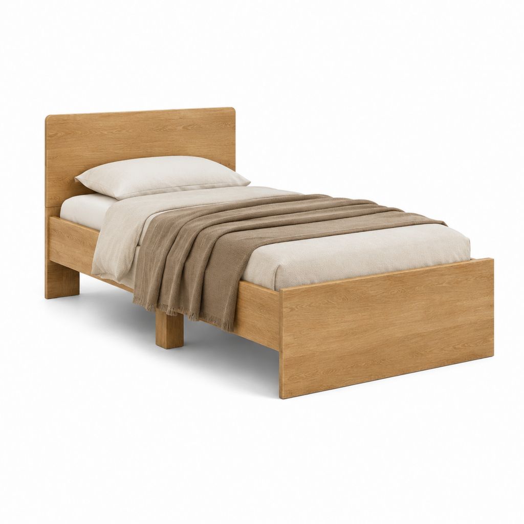 Einzelbett Bettgestell Natur Eiche Massivholz rechteckig 90 x 200 cm
