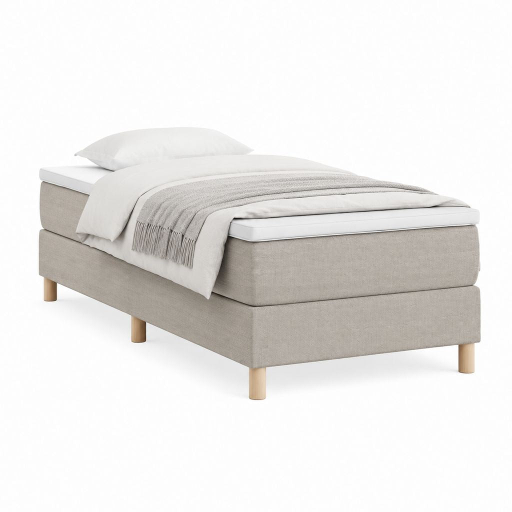 Boxspringbett Einzelbett Beige Polyester Rechteckig 90 x 200 cm