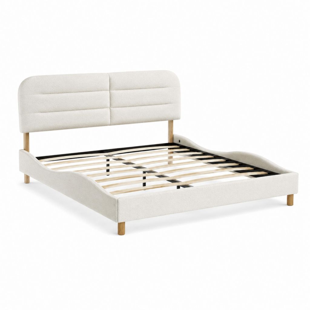 Polsterbett Beige Polyester rechteckig 160 x 200 cm mit Lattenrost