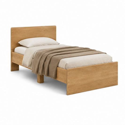 Einzelbett Bettgestell Natur Eiche Massivholz rechteckig 90 x 200 cm