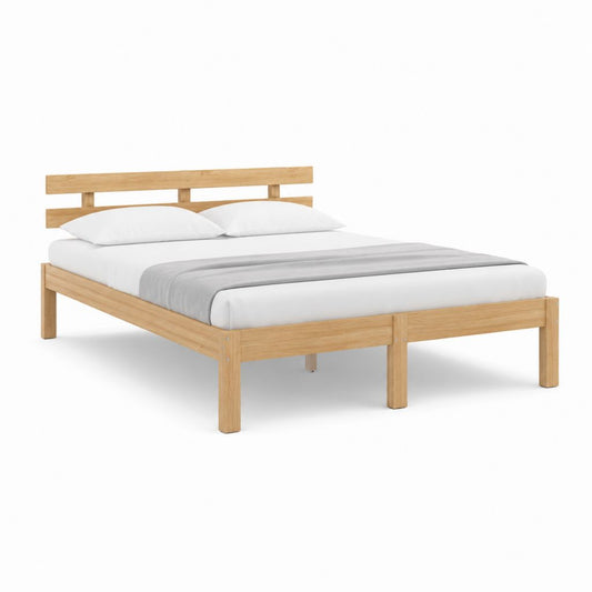 Bettgestell Doppelbett Natur aus massivem Kiefernholz mit Kopfteil 160 x 200 cm