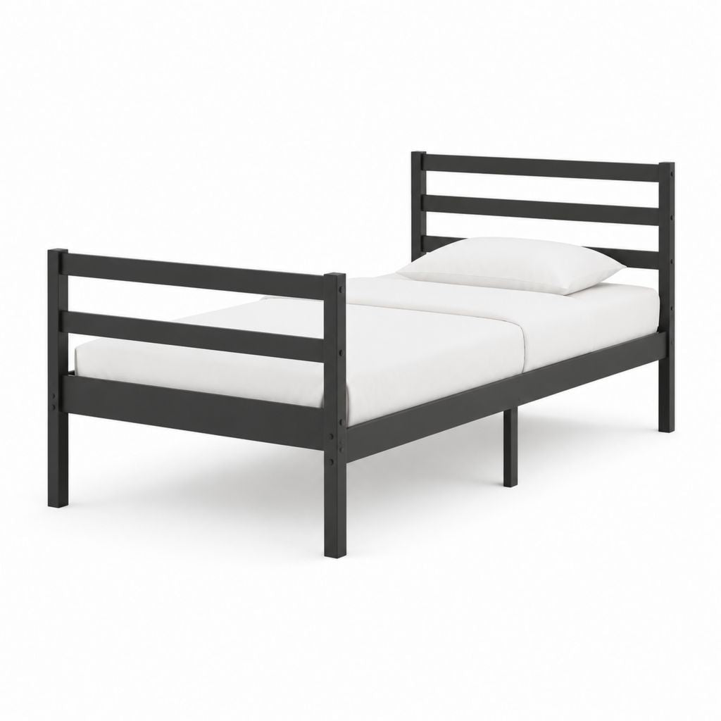 Stahlbettgestell Einzelbett Schwarz Rechteckig 90 x 200 cm
