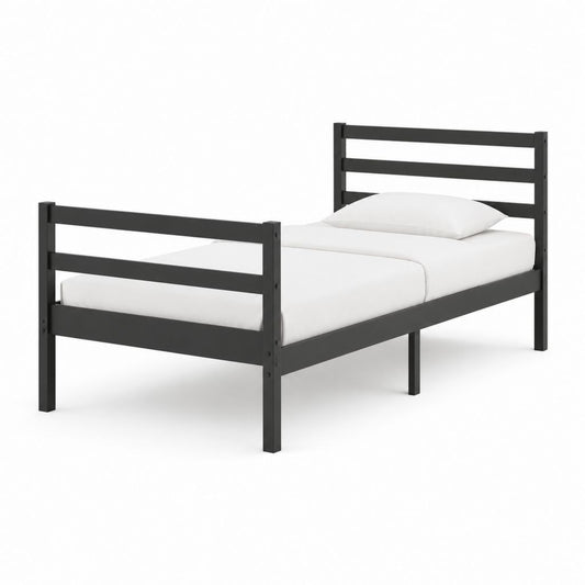 Stahlbettgestell Einzelbett Schwarz Rechteckig 90 x 200 cm
