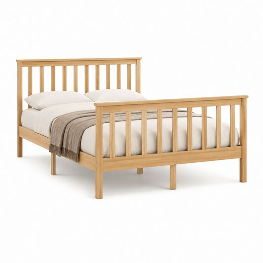 Doppelbett Bettgestell Natur aus massivem Kiefernholz rechteckig 140 x 200 cm