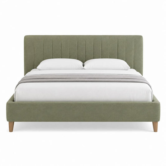 Polsterbettgestell Doppelbett Olivgrün Polyester Rechteckig 160 x 200 cm