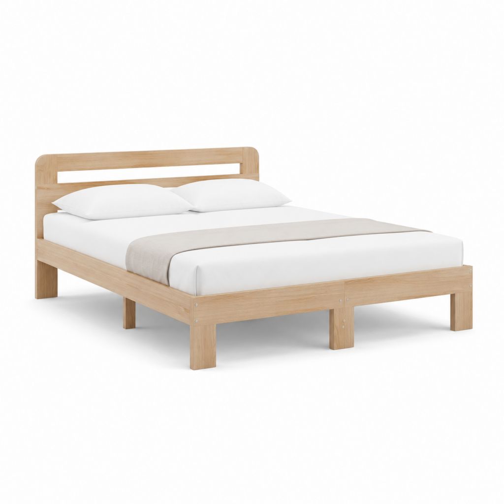 Massivholzbett Doppelbett naturfarben aus Kiefernholz mit Kopfteil 160 x 200 cm