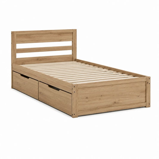 Einzelbett mit 2 Schubladen Eichenholzdekor Holzwerkstoff 90 x 200 cm