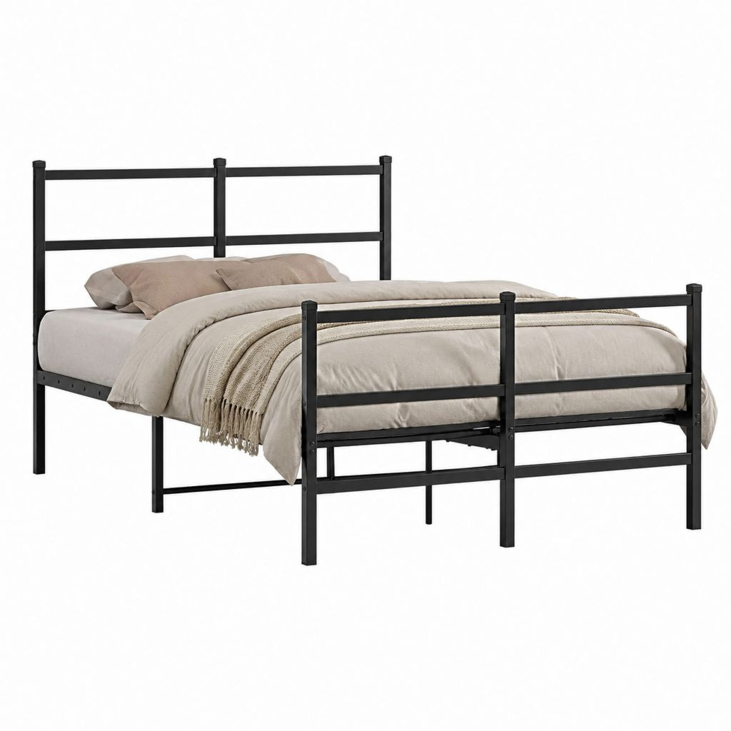 Metallbett Doppelbett Schwarz pulverbeschichteter Stahl rechteckig 160 x 200 cm