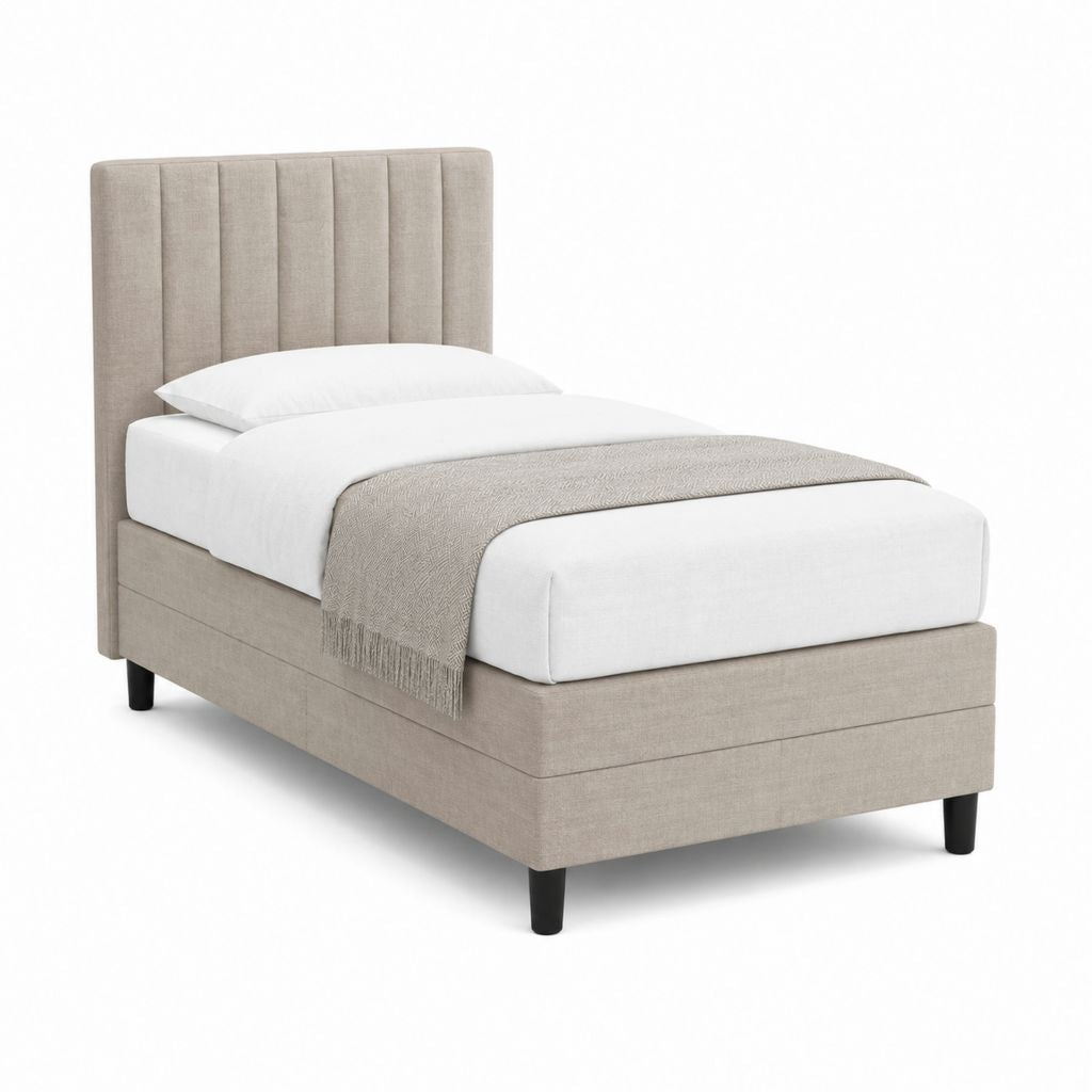Polsterbett Einzelbett Beige Polyester Rechteckig 90 x 200 cm