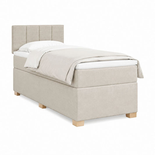 Boxspringbett Beige Polyester Rechteckig 90 x 200 cm mit Gepolstertem Kopfteil